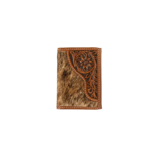 Nocona Men's Trifold Calf Hair Tooled Wallet