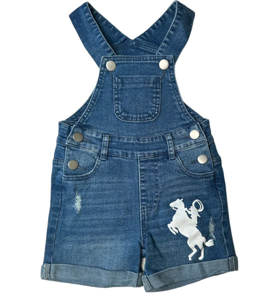 Shea Baby Raring Horse Denim Shorts Overalls
