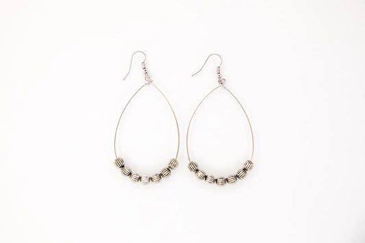 West & Co 3" Gold Plated Teardrop Earrings with Melon Bead Accents