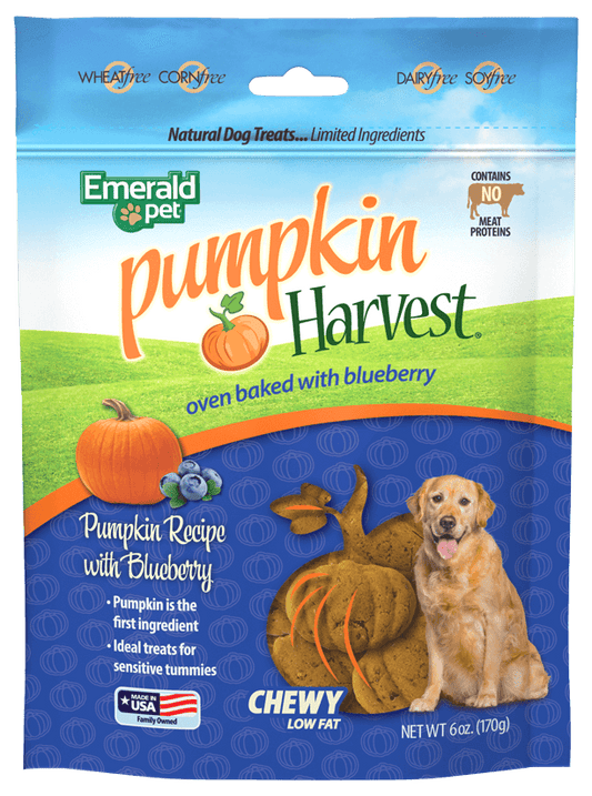 Emerald Pet Pumpkin Harvest Oven Baked Dog Treats- Pumpkin with Blueberry