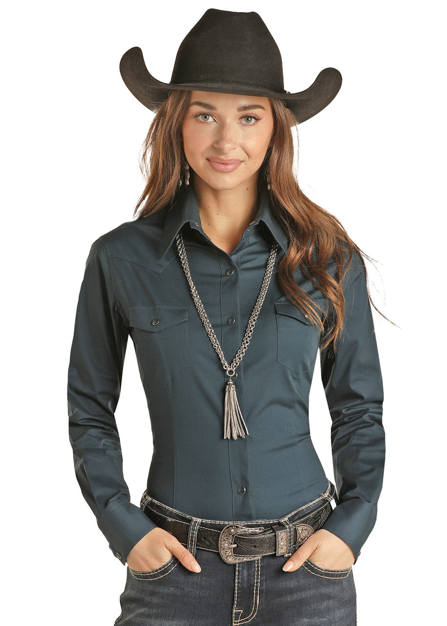 Panhandle Ladies Long Sleeve Solid Snap Shirt