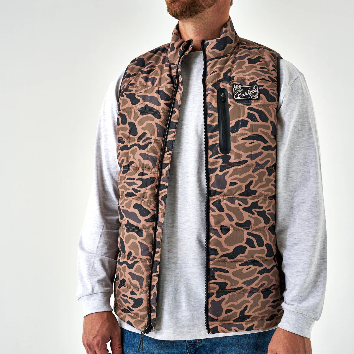 Burlebo Puffer Vest in Gauge Camo