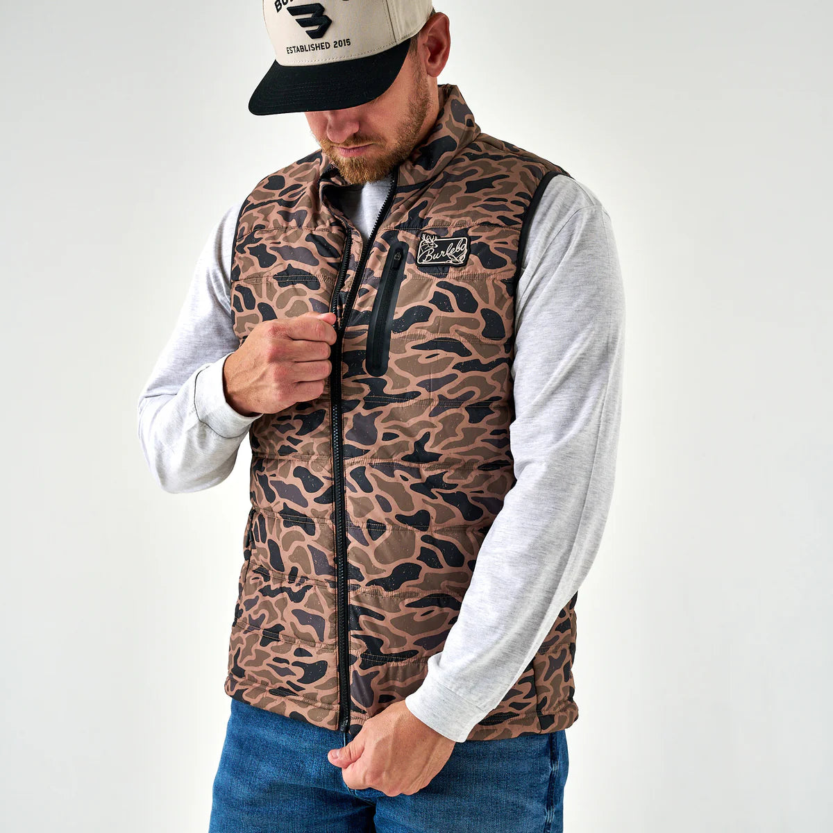 Burlebo Puffer Vest in Gauge Camo