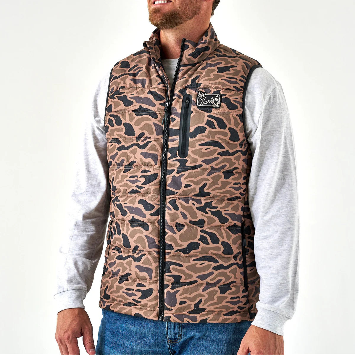 Burlebo Puffer Vest in Gauge Camo