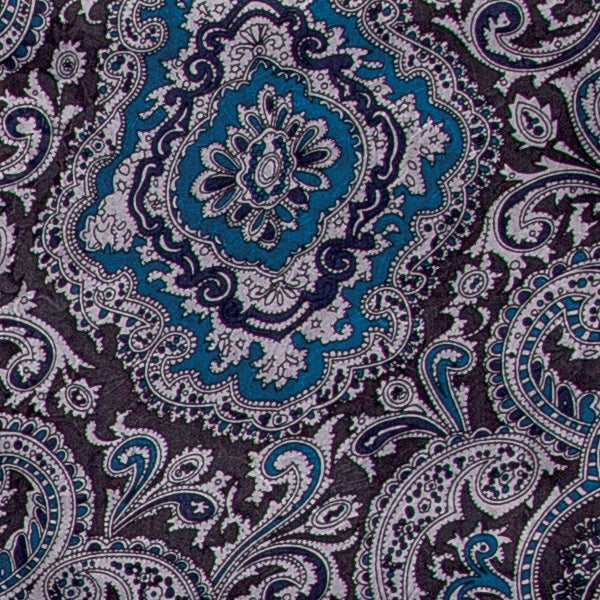 Wyoming Traders Blue and Silver Paisley Jacquard Wild Rag