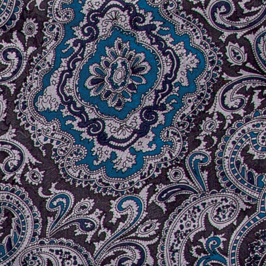 Wyoming Traders Blue and Silver Paisley Jacquard Wild Rag