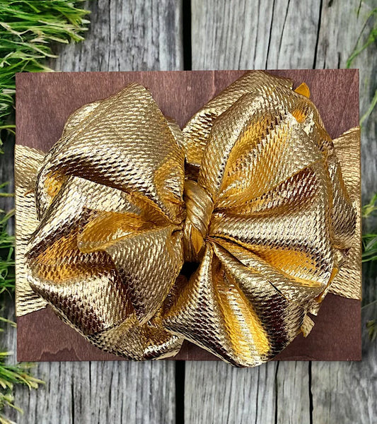 Metallic Gold Big Tassel Printed Headband