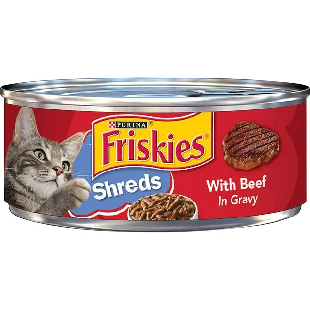 5.5 oz friskies wet cat food Friskies Shreds with Beef in Gravy Wet Cat Food – Cowboy Headquarters
