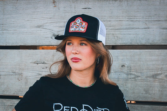 Red Dirt Hat Co. Gussied Up Flat Bill Cap in Black & White