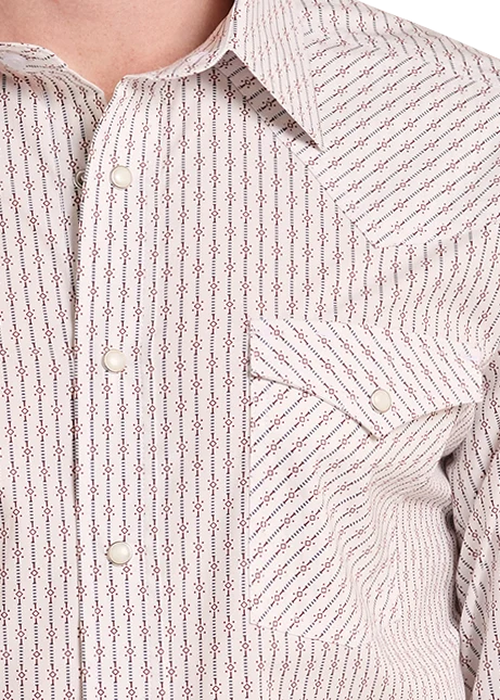 Panhandle Slim Rough Stock Geometric Stripe Print Long Sleeve Snap Shirt