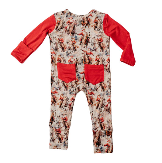Rockin Royalty Cowboy Claus Convertible Zip Footie