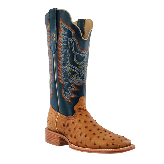 R. Watson Men’s Antique Saddle Full Quill Ostrich Wide Square 13″ Boot