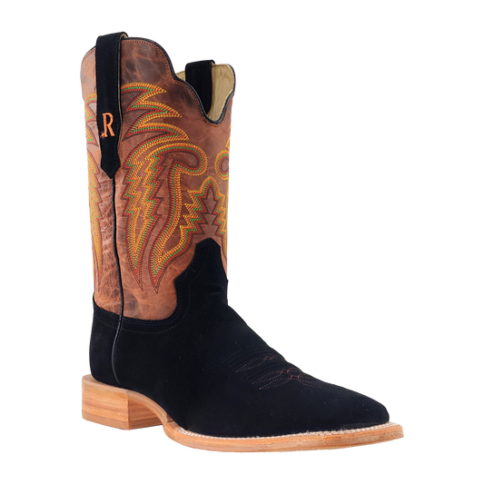R. Watson Men's Desert Meil and Black Roughout Cowboy Boots