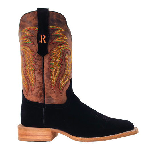 R. Watson Men's Desert Meil and Black Roughout Cowboy Boots