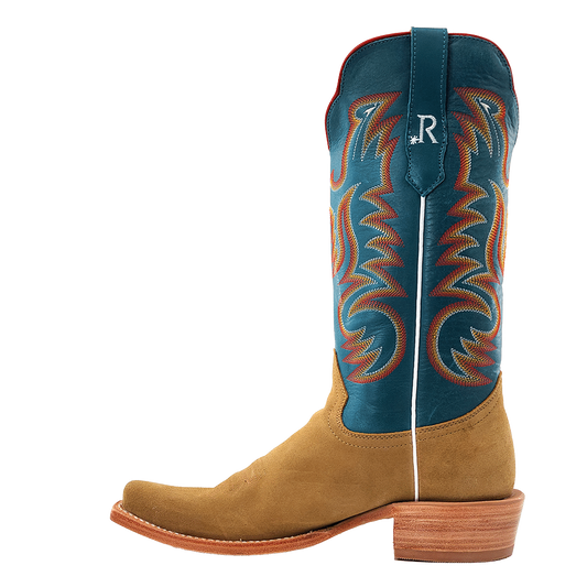 R. Watson Men’s Marine Blue and Sand Roughout Narrow Square 13″ Boot