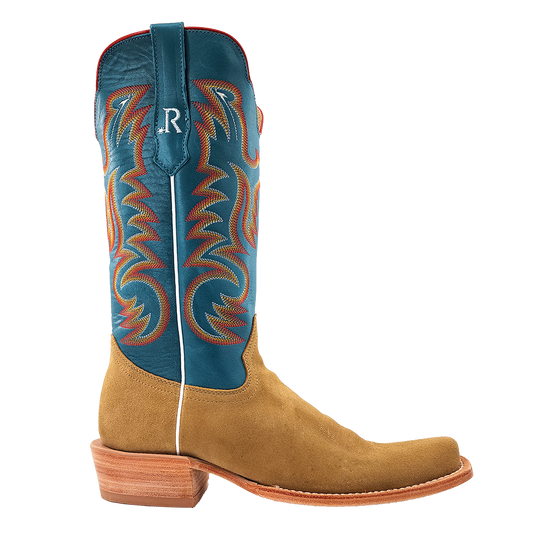 R. Watson Men’s Marine Blue and Sand Roughout Narrow Square 13″ Boot