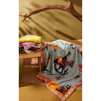 Lone Bronco Rider Throw Blanket