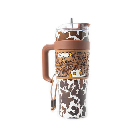 Wide Wyoming Tumbler in Brown and White
