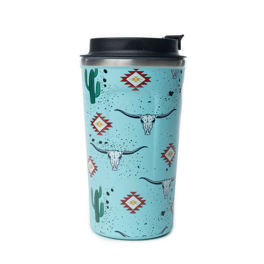 Myra Western Trail Brew Stainless Steel Mug in Cactus Geometry