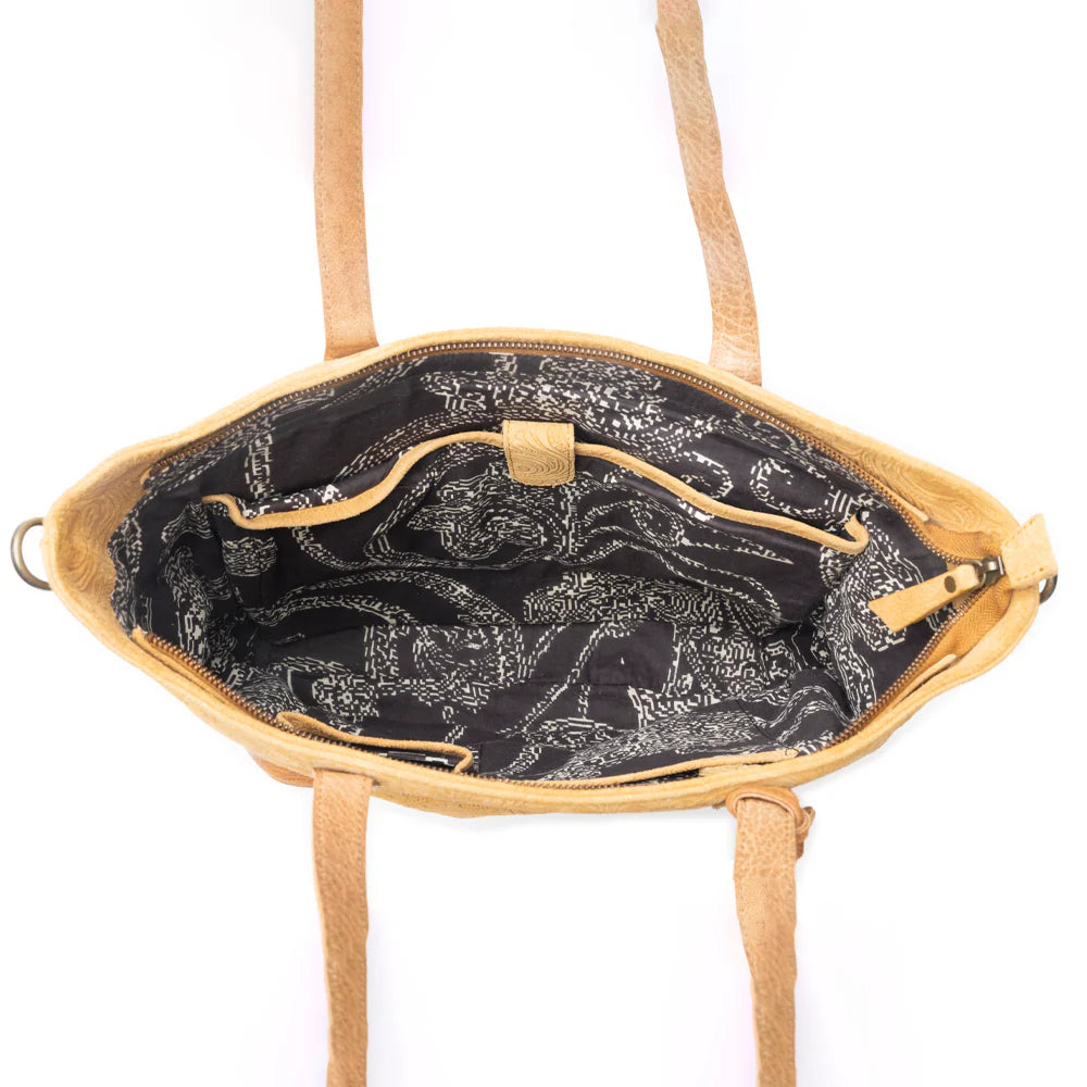 Myra Amber Dune Leather Bag in Rustic Mustard