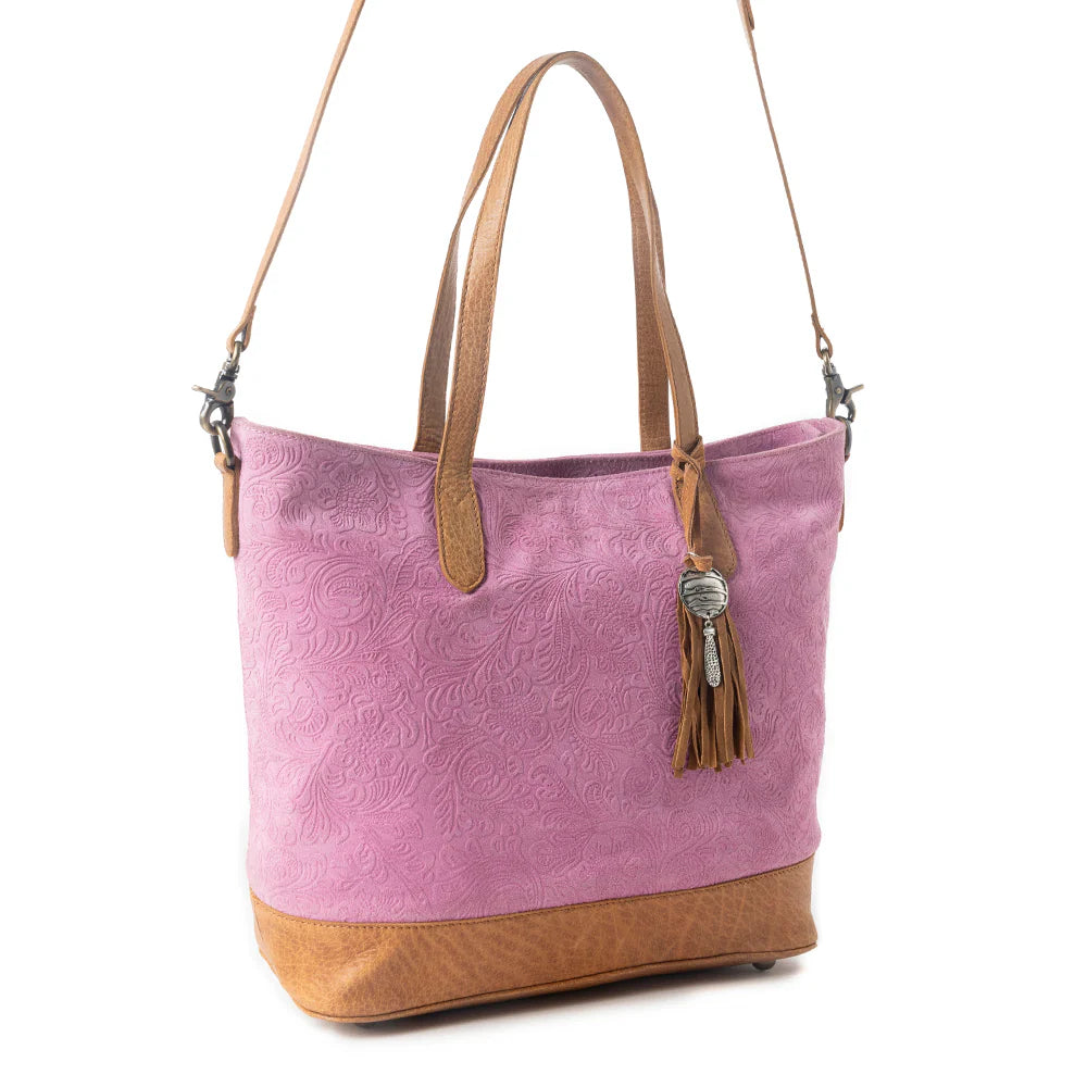 Myra Amber Dune Leather Bag in Pink