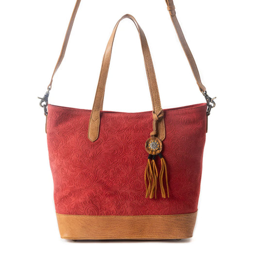 Myra Amber Dune Leather Bag in Red