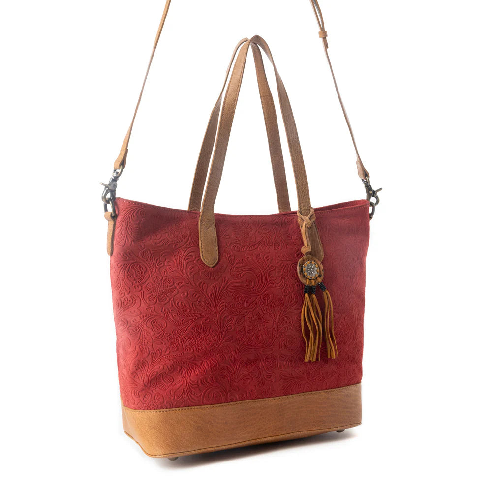 Myra Amber Dune Leather Bag in Red