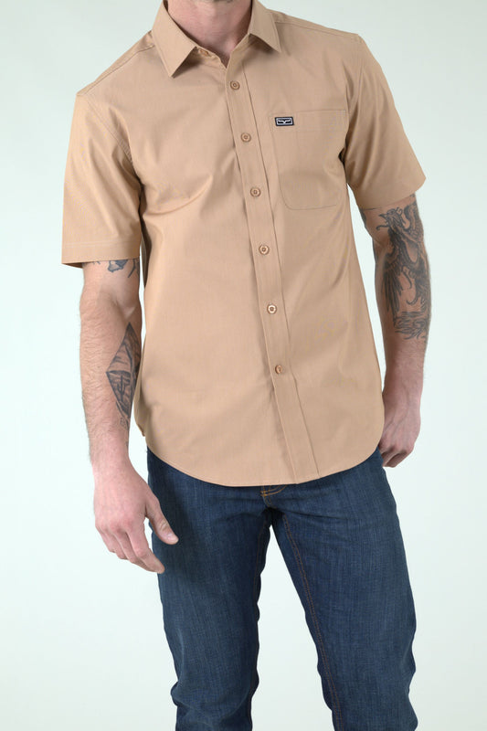 Kimes Ranch Short Sleeve Linville Dress Shirt in Desert Brown
