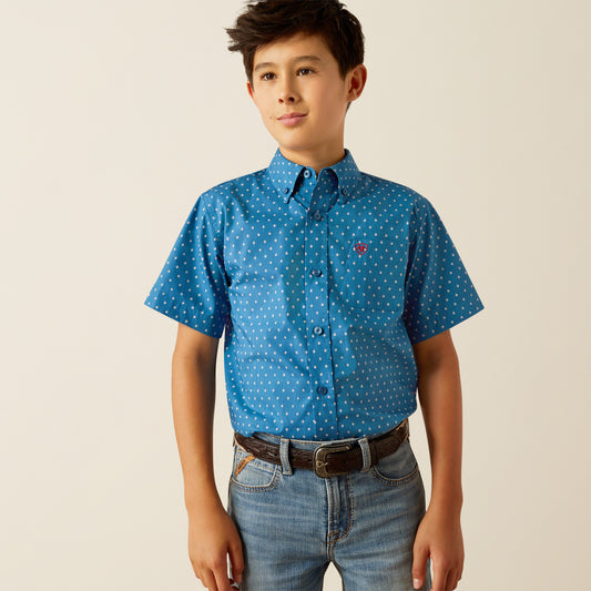 Ariat Boy's Scott Classic Fit Shirt in Dark Teal