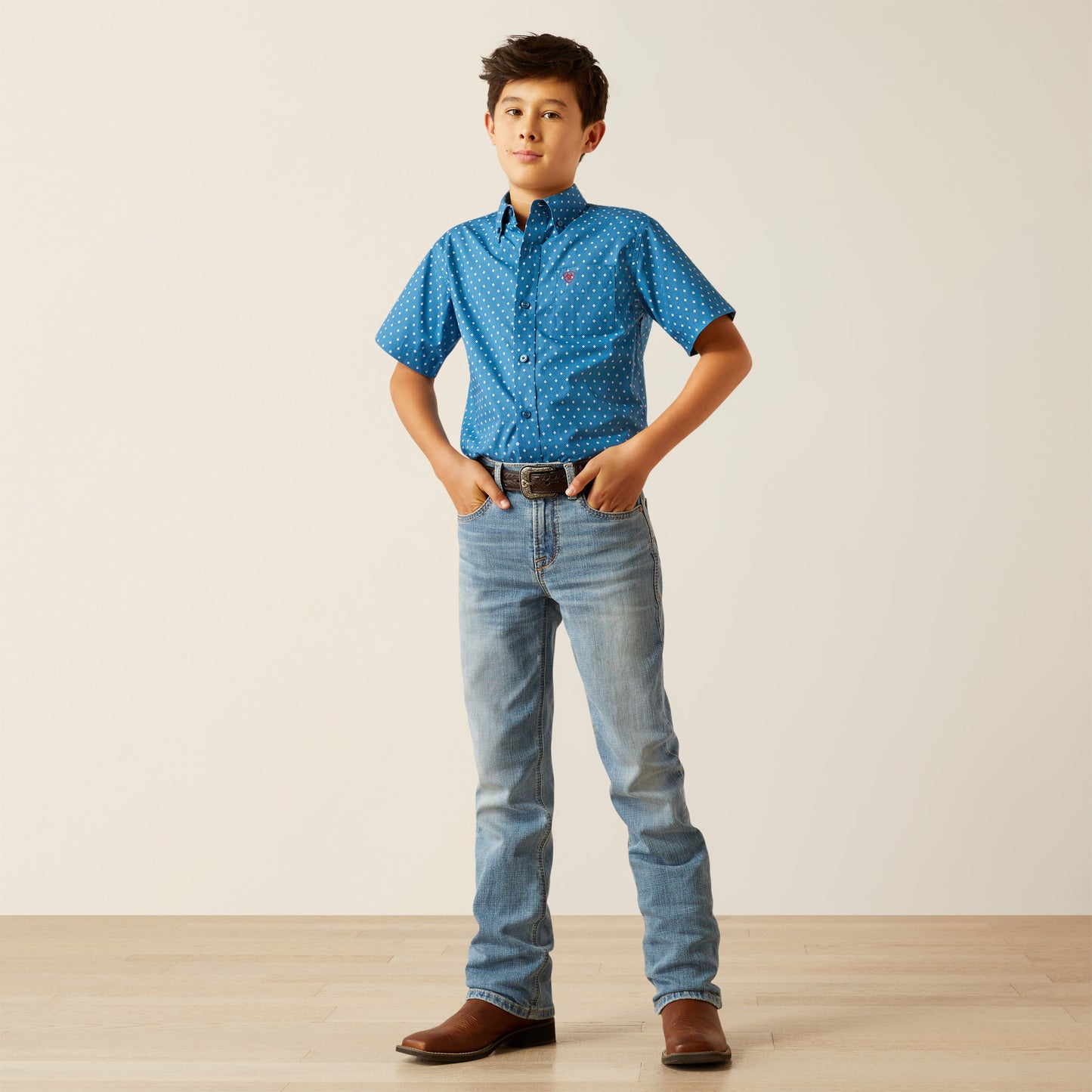 Ariat Boy's Scott Classic Fit Shirt in Dark Teal