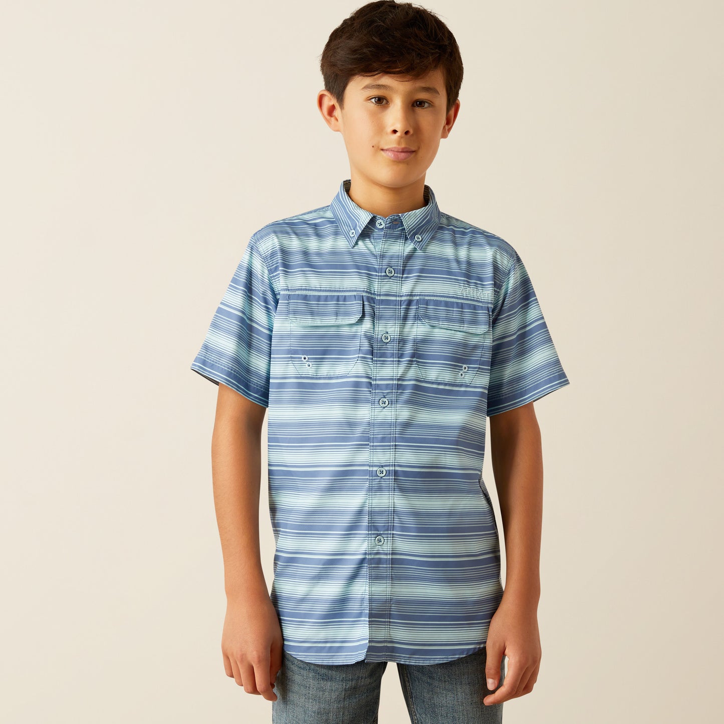 Ariat Boy's VentTEK Outbound Classic Fit Shirt in Blue Raven