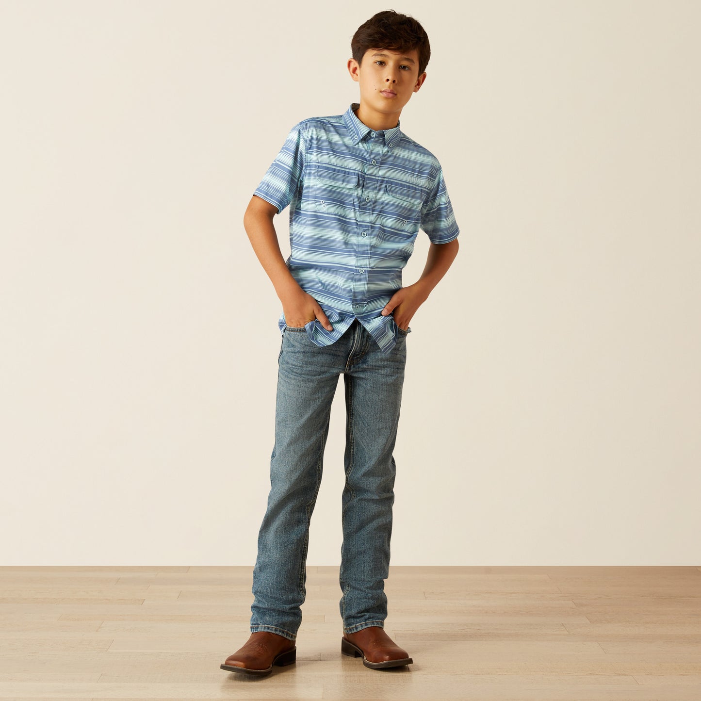 Ariat Boy's VentTEK Outbound Classic Fit Shirt in Blue Raven