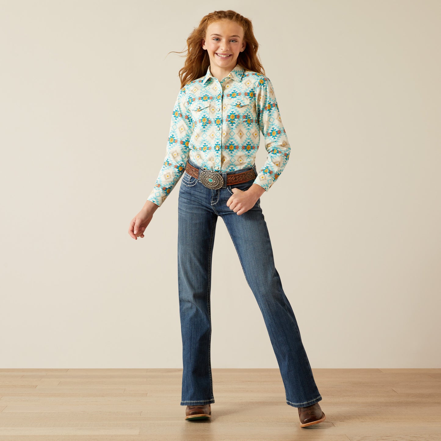 Ariat Girl's Remy Cayo Print Snap Shirt