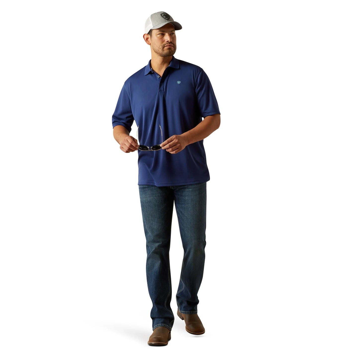 Ariat Men's TEK Solid Blue Depths Polo Shirt