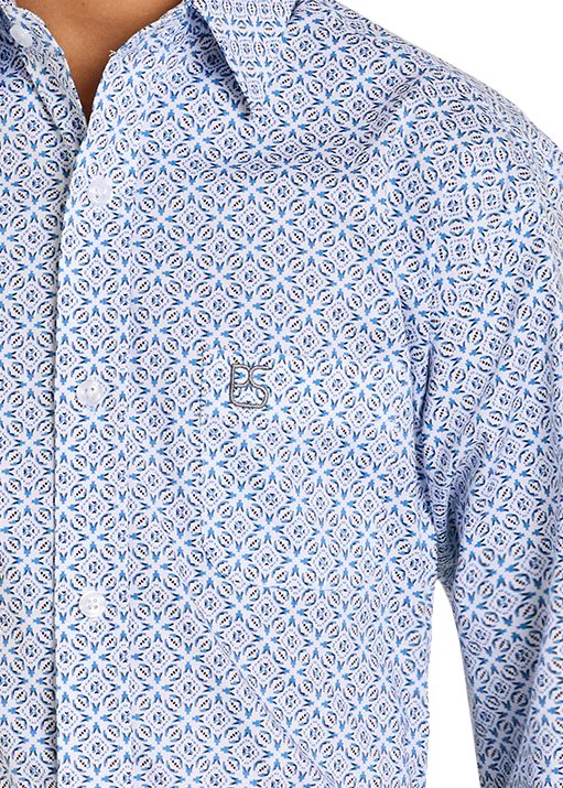 Panhandle Slim Boys' Classic Diamond Medallion Long Sleeve Button Shirt