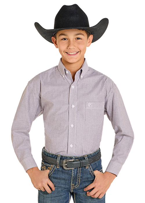Panhandle Slim Boys' Classic Pin Stripe Long Sleeve Button Shirt