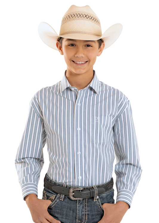 Panhandle Slim Boys' Classic Long Sleeve Stripe Button Shirt