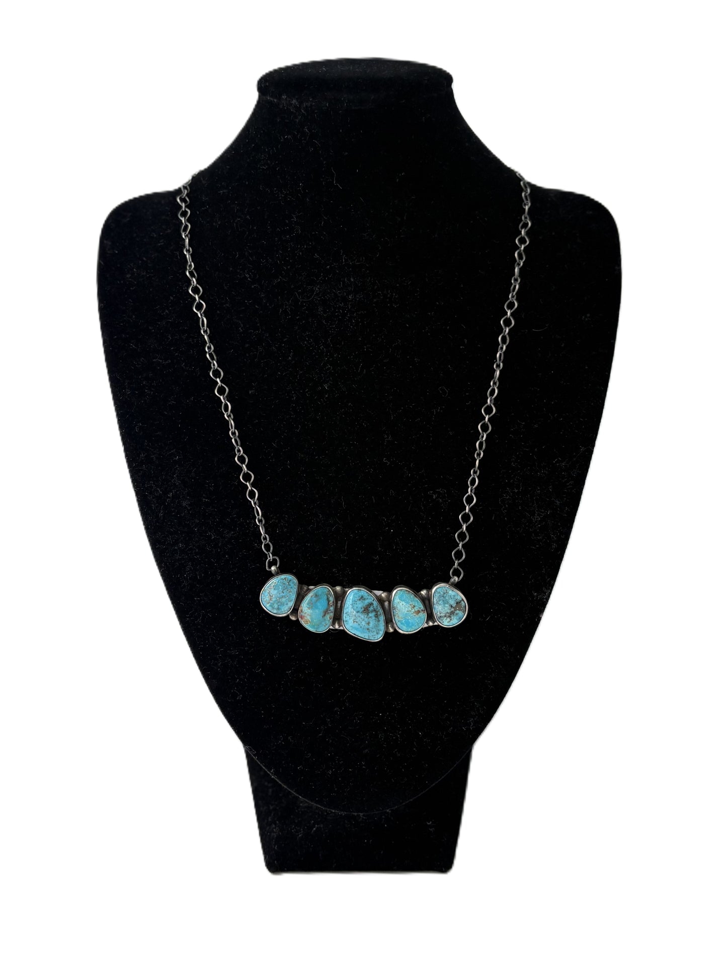 Five Stone Turquoise Bar Necklace