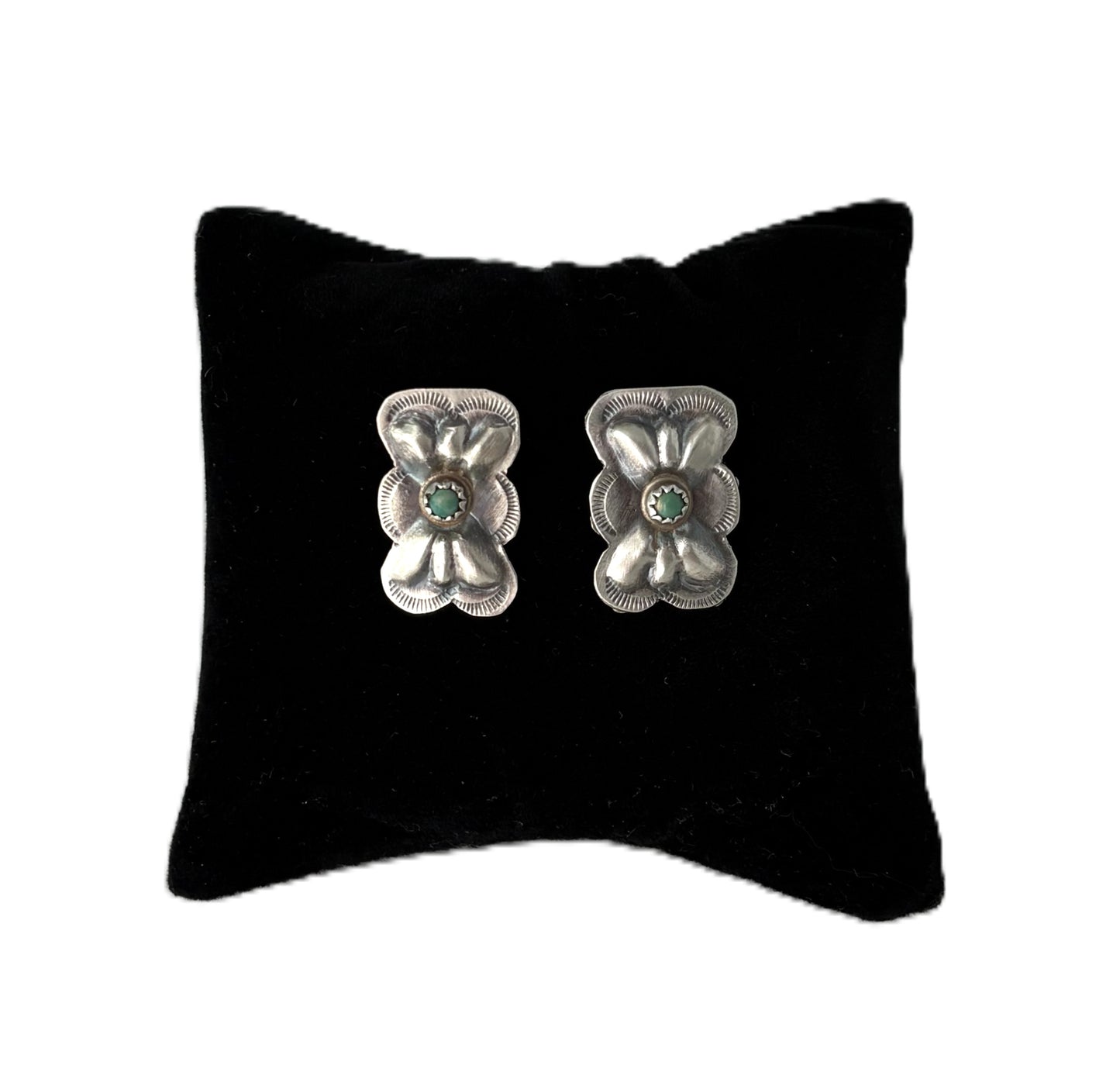 Sculpted Silver Turquoise Stud Earrings