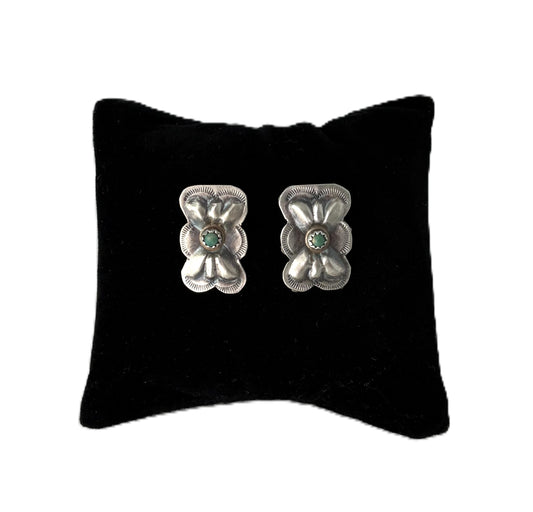 Sculpted Silver Turquoise Stud Earrings