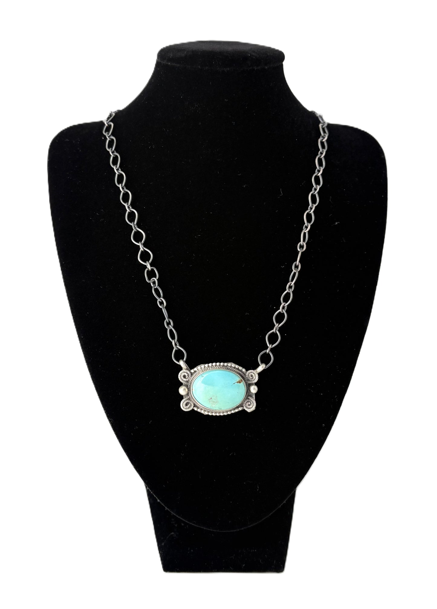Oval Turquoise Chain Necklace