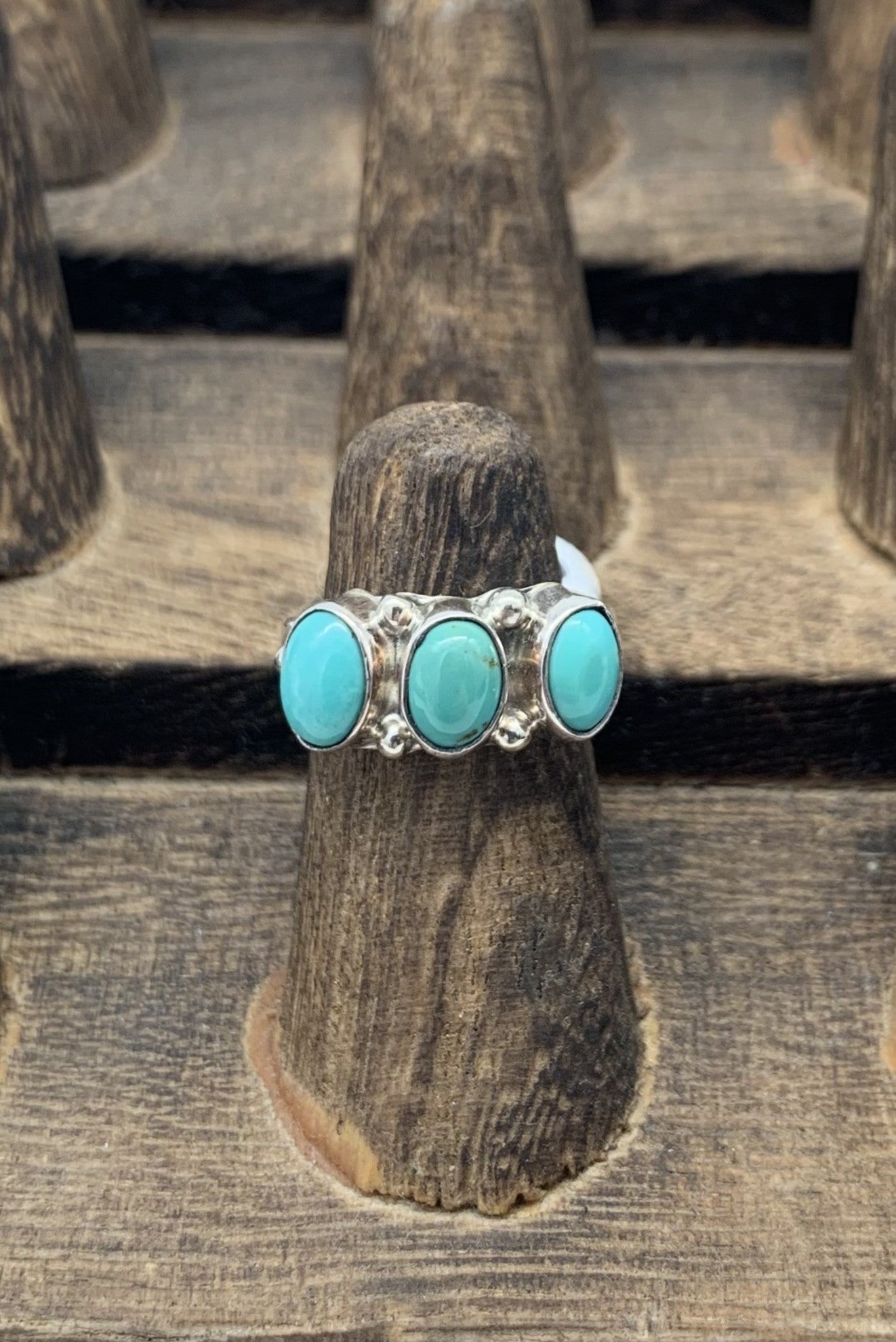 3 Stone Turquoise Ring- Size 4
