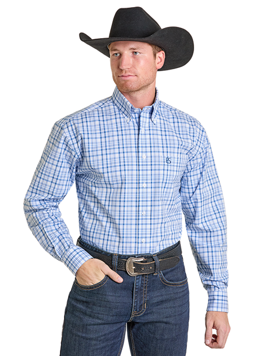 Panhandle Slim Classic Blue Plaid Button-Down Shirt