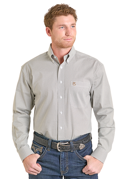 Panhandle Slim Micro Print Diamond Long Sleeve Button Shirt