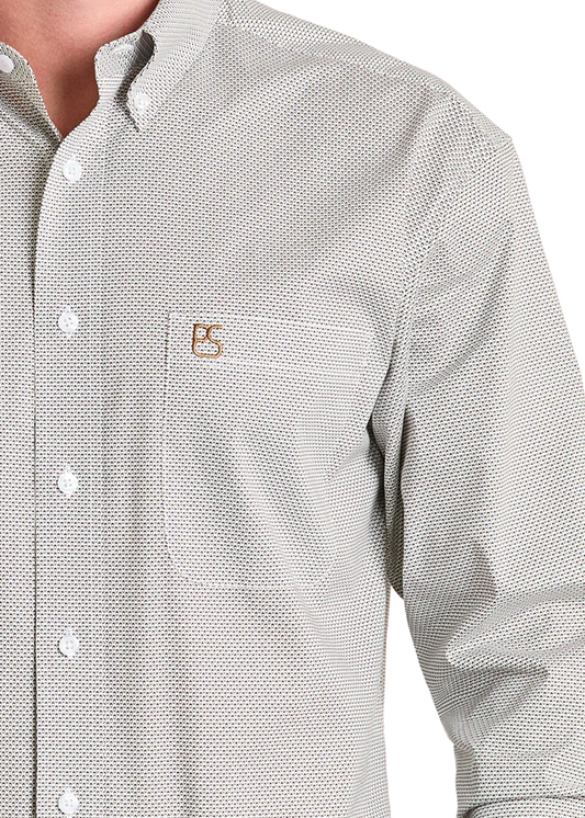 Panhandle Slim Micro Print Diamond Long Sleeve Button Shirt