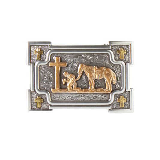 Nocona Rectangle Praying Cowboy Belt Buckle