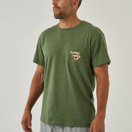 Burlebo Mallard Camo Dog Tee in Heather Olive