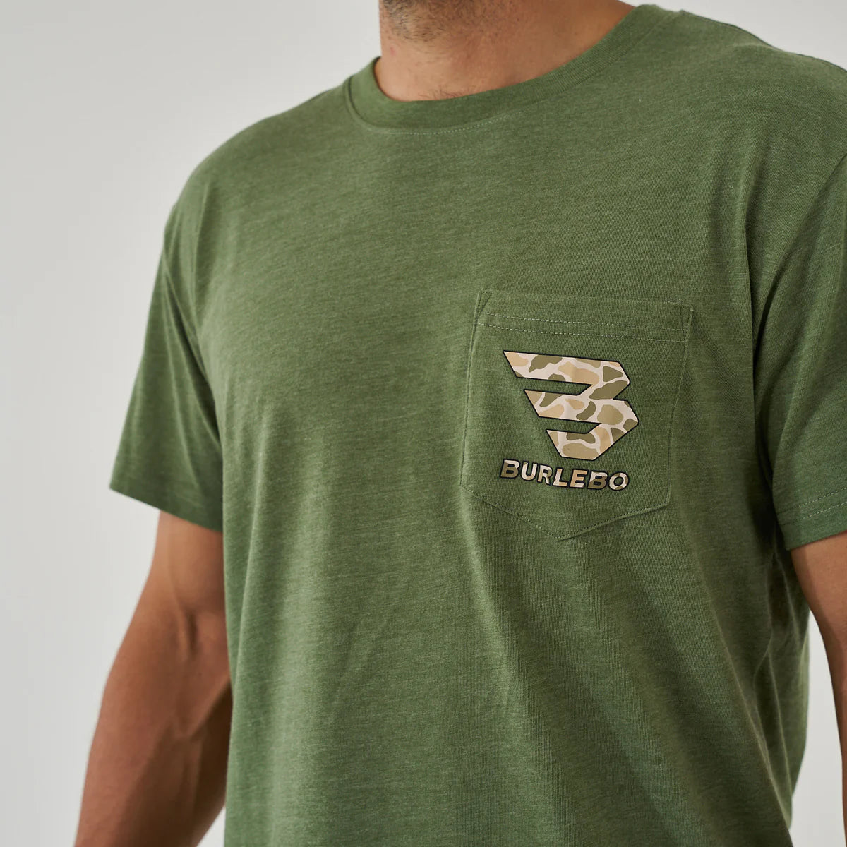 Burlebo Mallard Camo Dog Tee in Heather Olive