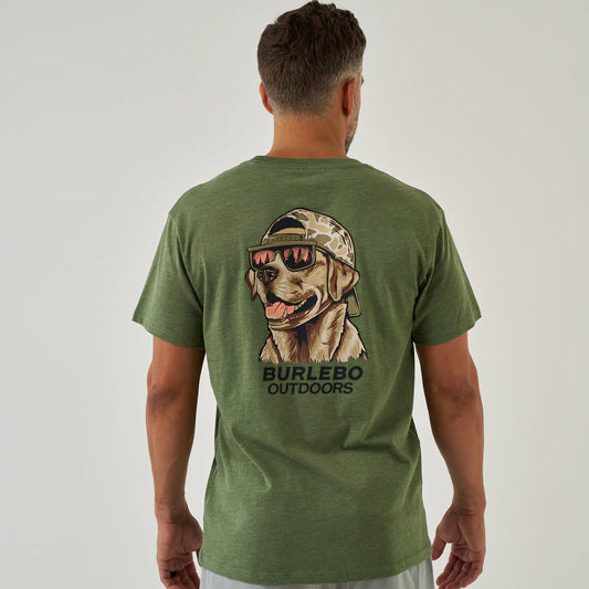 Burlebo Mallard Camo Dog Tee in Heather Olive