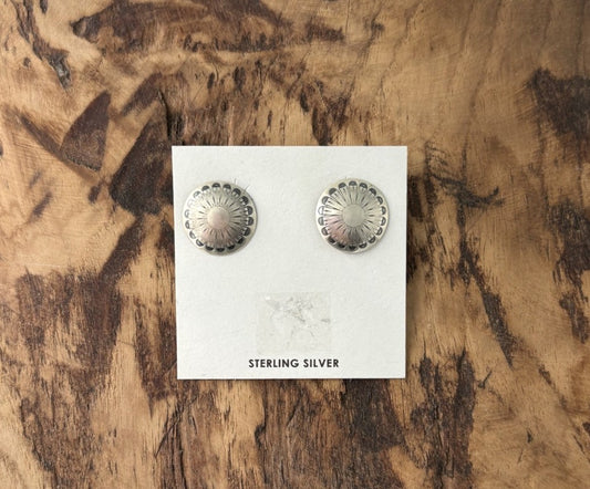 Silver Round Concho Earrings